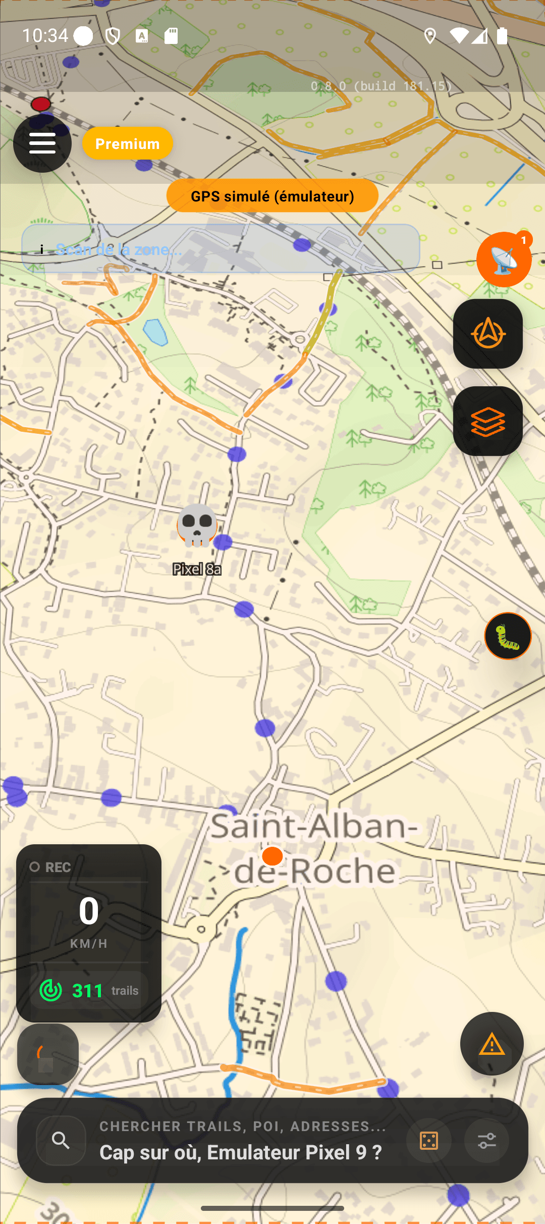 TrailNav — carte avec couches et riders visibles en temps réel